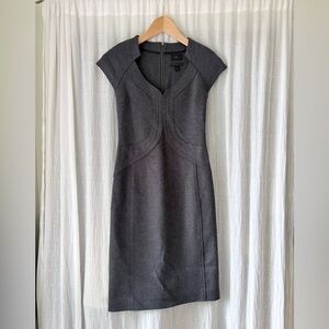 Banana Republic Charcoal Cap Sleeve Midi Dress 100% Wool